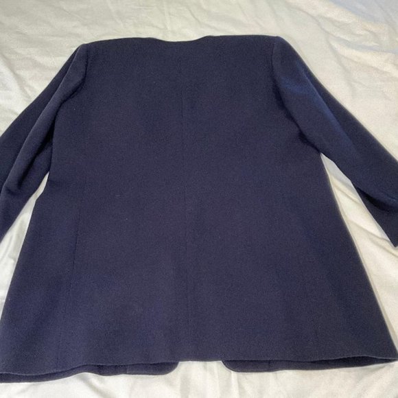Linda Allred for ELLEN TRACY vintage 90's Navy Blue Blazer 100% wool EUC Size 16 - Picture 3 of 11